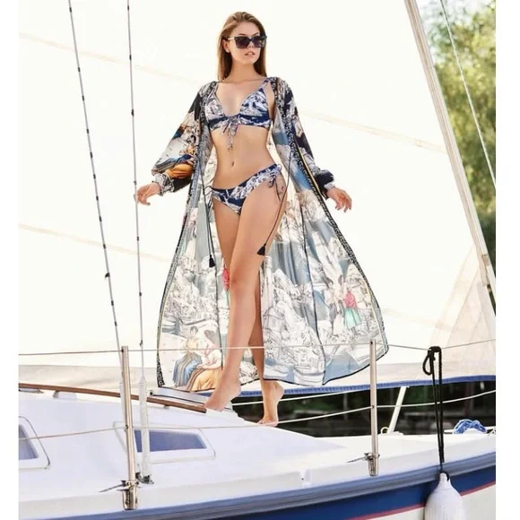 NWT Beaded Nautical Set - AGUA BENDITA Mia Proa Bikini Top & Eda Bottoms -M - Picture 14 of 16